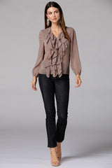 cache ruffled chiffon blouse Versona Caché