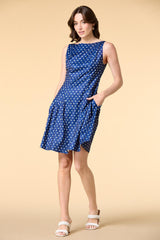 in dot water satin mini dress Versona Apparel