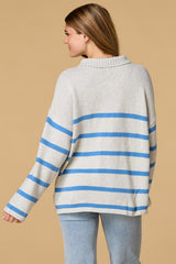 varsity blues zip front sweater Versona Apparel