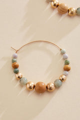 semi- precious wood beaded hoop earrings Versona Jewelry
