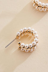 twisted gold pearl huggie hoop earrings Versona Jewelry