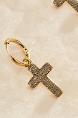 waterproof embellished cross huggie hoop earrings Versona Jewelry
