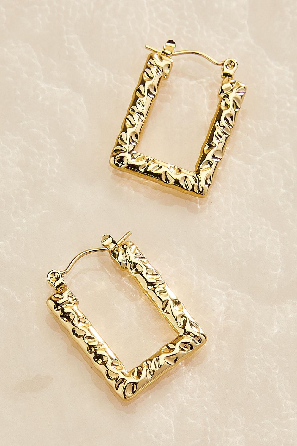 waterproof hammered square hoop earrings Versona Jewelry