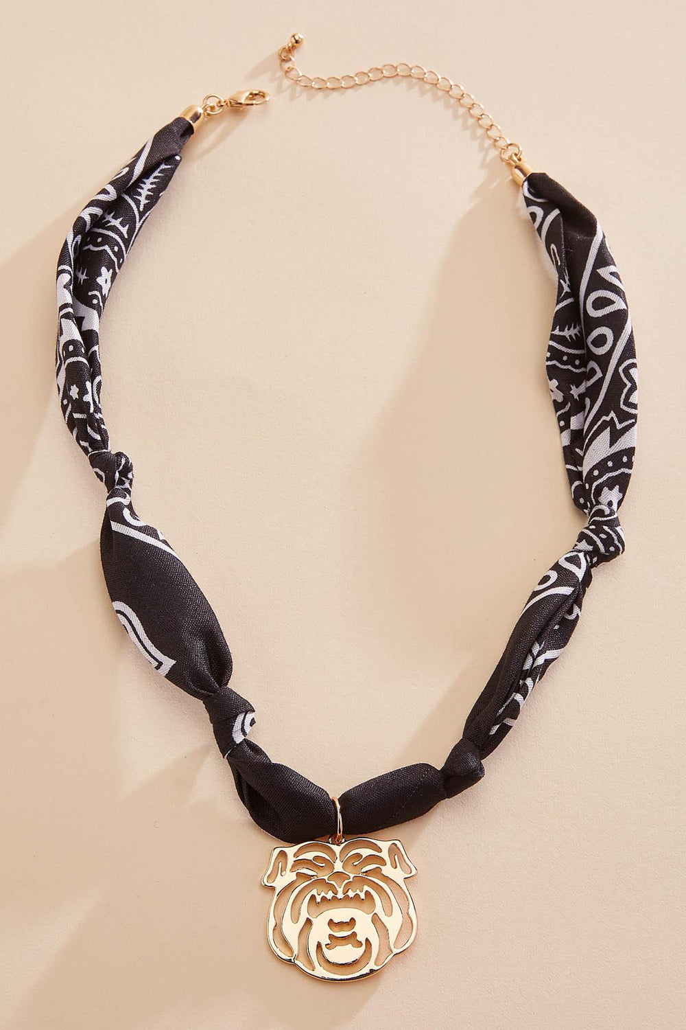 bulldog printed scarf chain necklace Versona Jewelry