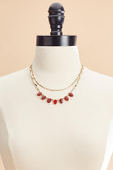 semi- precious oval stone layered necklace Versona Jewelry
