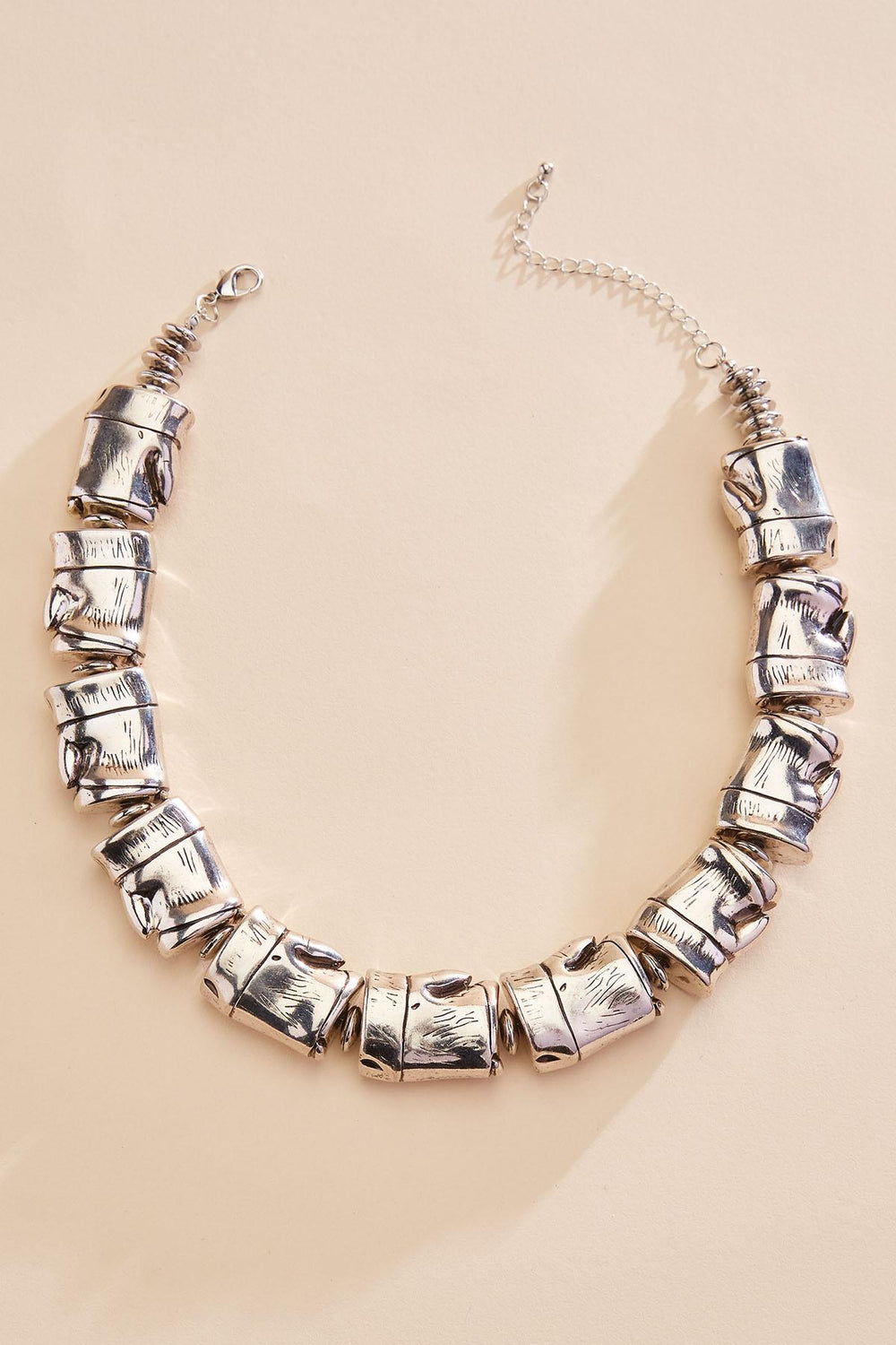 silver bamboo statement necklace Versona Jewelry