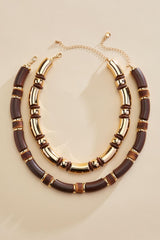wood tube beaded necklace set Versona Jewelry
