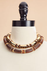 wood tube beaded necklace set Versona Jewelry