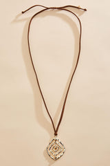 hammered gold open diamond corded necklace Versona Jewelry