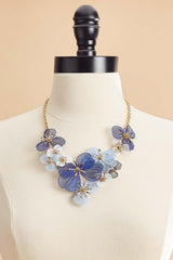 blue multicolor rubber floral necklace Versona Jewelry