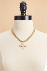 gold cross pendant statement necklace Versona Jewelry