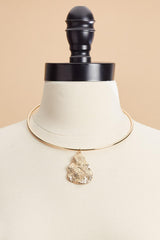 textured gold pendant wire choker necklace Versona Jewelry