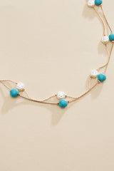 semi- precious turquoise pearl gold illusion necklace Versona Jewelry