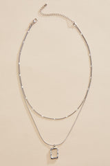 hammered silver rectangle layered necklace Versona Jewelry
