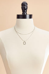 hammered silver rectangle layered necklace Versona Jewelry