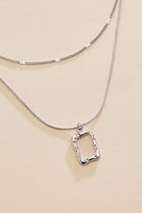 hammered silver rectangle layered necklace Versona Jewelry