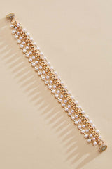 gold pearl fringe magnetic bracelet Versona Jewelry
