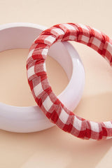 gingham fabric printed wood bracelet set Versona Jewelry
