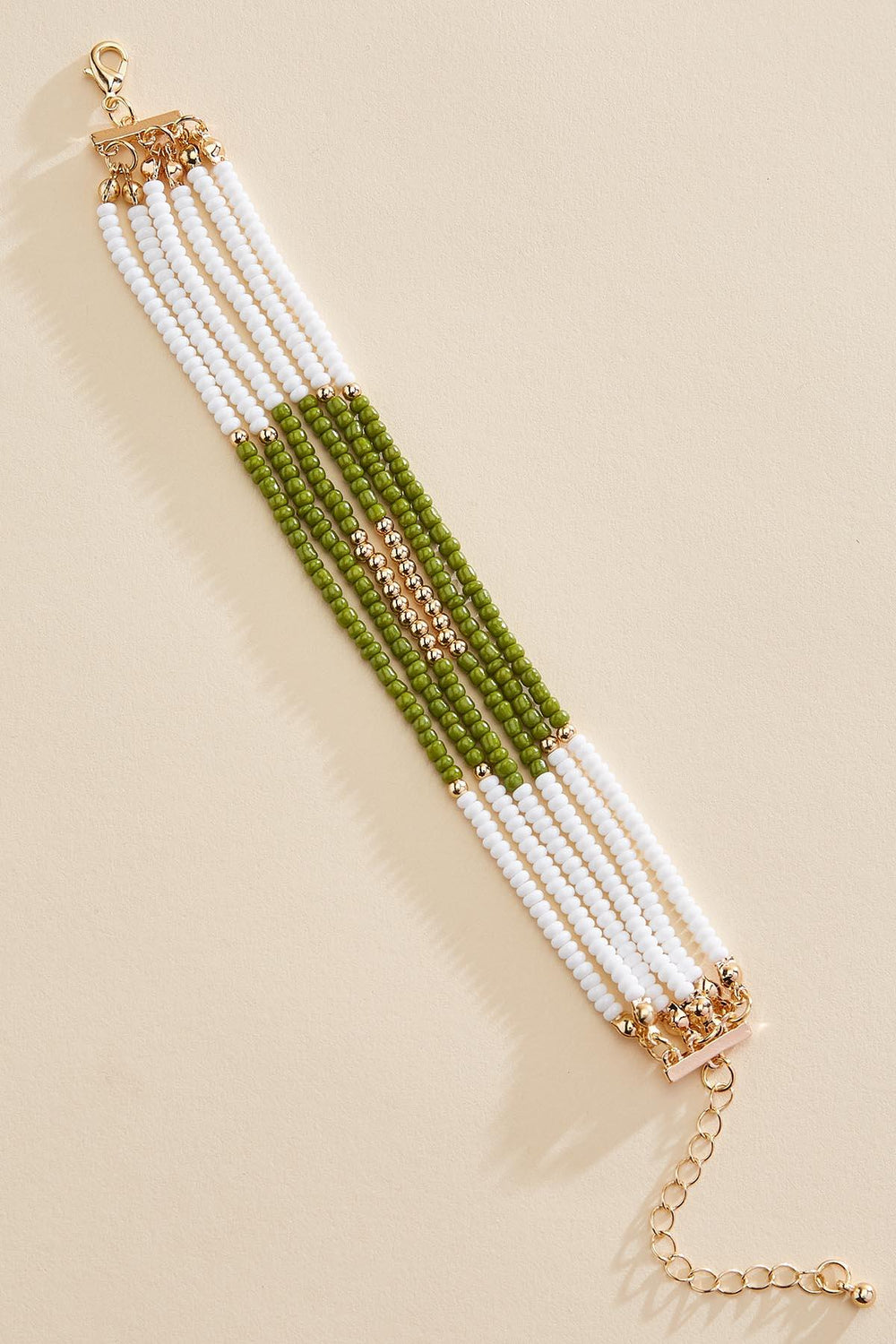 white green seed bead layered bracelet Versona Jewelry