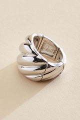 ribbed silver stretch ring Versona Jewelry