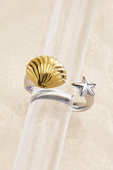 waterproof two tone seashell open ring Versona Jewelry