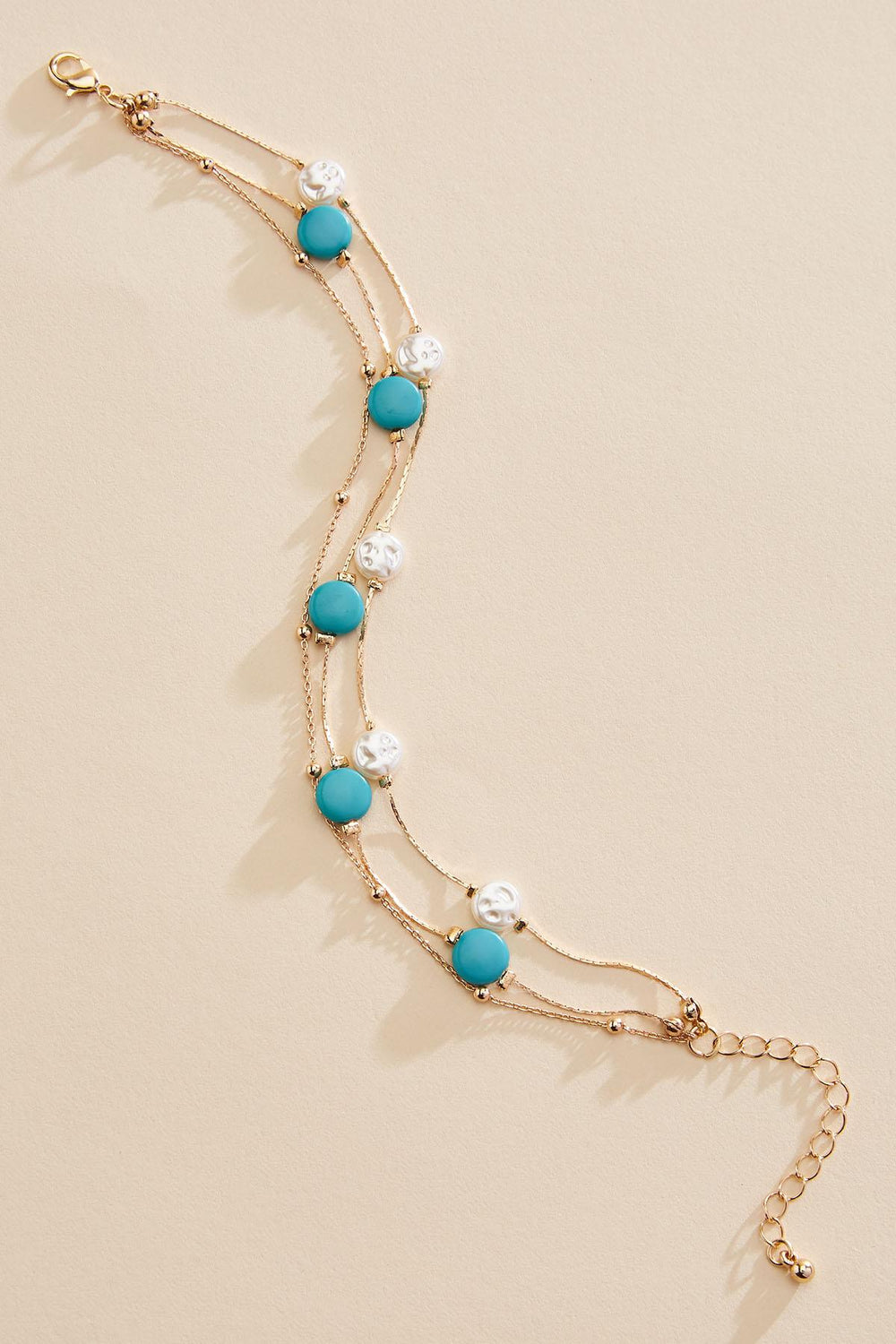 waterproof pearl turquoise illusion anklet Versona Jewelry