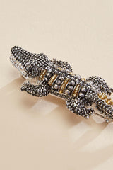 two tone embellished gator brooch Versona Jewelry