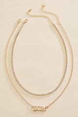 2026 grad gold rhinestone necklace layering set Versona Jewelry|Accessories