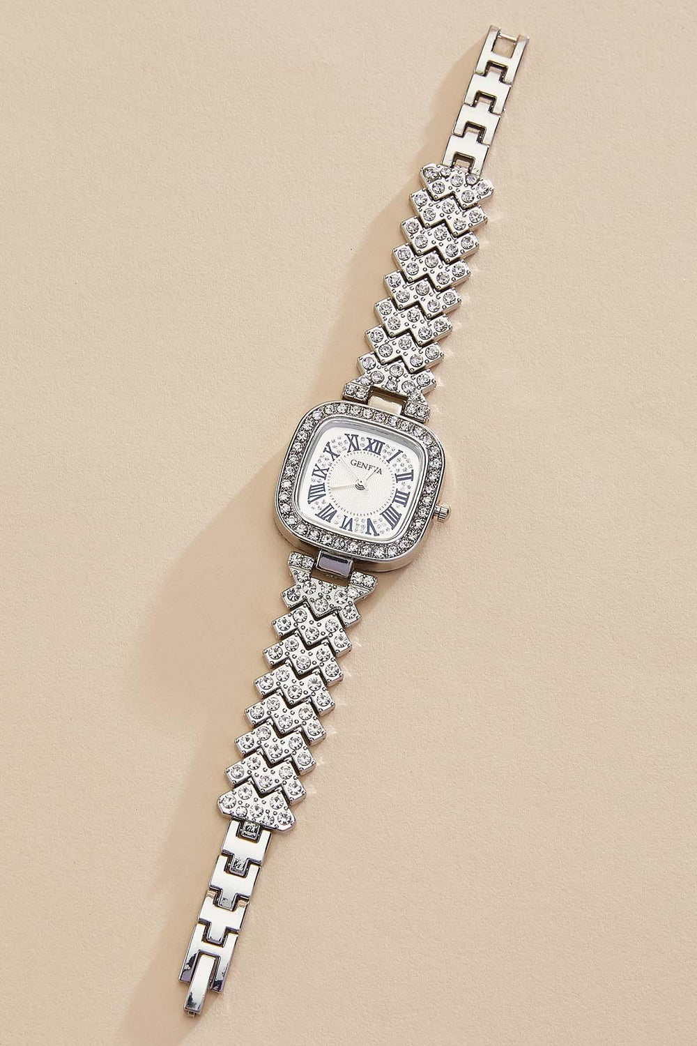 embellished silver square watch Versona Jewelry