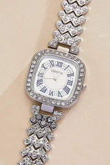 embellished silver square watch Versona Jewelry
