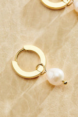 waterproof freshwater pearl huggie hoop earrings Versona Jewelry