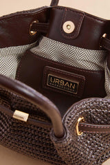 brown straw mini satchel Versona Accessories