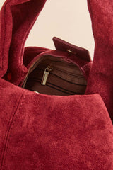 faux suede belted hobo bag Versona Accessories