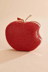 rhinestone embellished apple clutch Versona Accessories