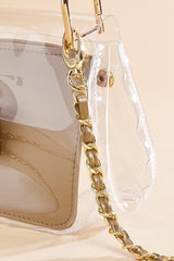 clear crossbody and faux leather pouch set Versona Accessories