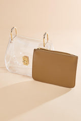clear crossbody and faux leather pouch set Versona Accessories