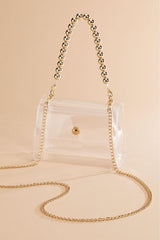 gold beaded handle clear crossbody Versona Accessories