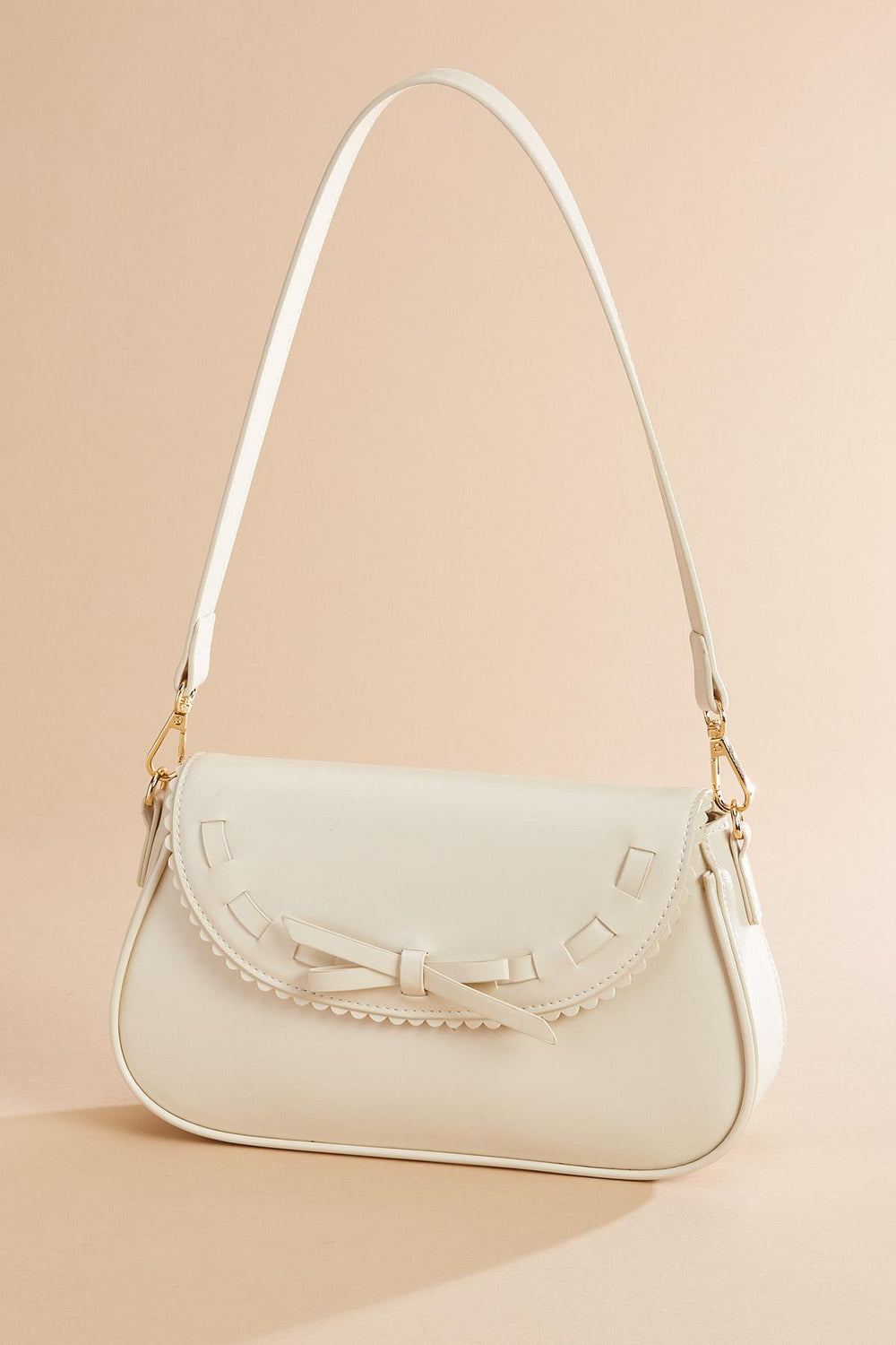 faux leather lace trim bag Versona Accessories