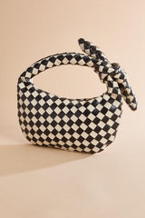 black white checked crescent bag Versona Accessories|Sale