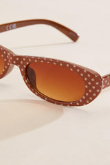 brown polka dotted oval frame sunglasses Versona Accessories
