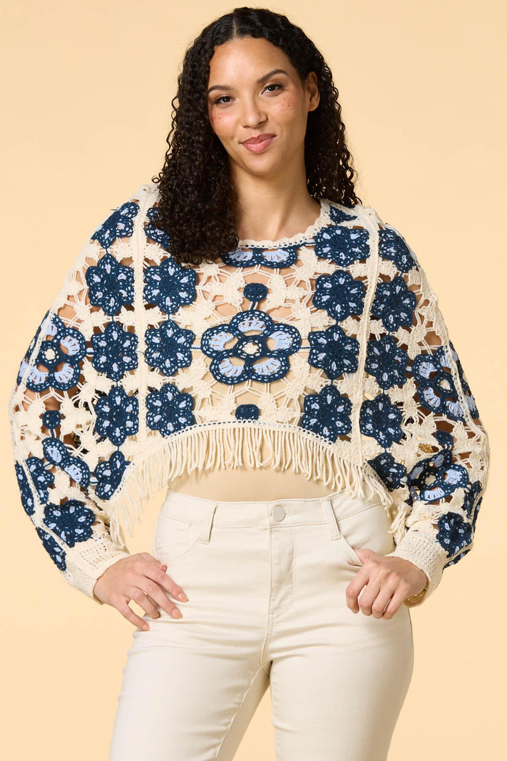 fringe culture crochet poncho Versona Accessories|Sale
