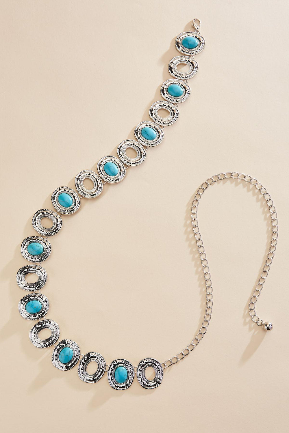 hammered silver turquoise chain belt Versona Accessories