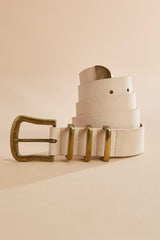 antique gold buckle faux suede belt Versona Accessories