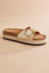 gold buckle band flatform sandals Versona Shoes