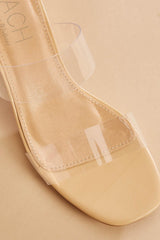 clear lucite band heels Versona Shoes