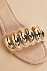 scalloped gold embellished band sandals Versona Shoes