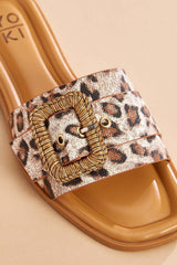 raffia buckle leopard band sandals Versona Shoes