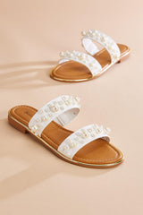 pearl embellished slide sandals Versona Shoes|Sale