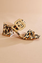 leopard print buckle band heels Versona Shoes|Sale