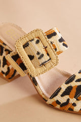 leopard print buckle band heels Versona Shoes|Sale